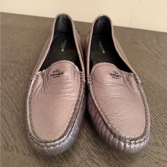 COACH AMBER METALLIC TUMBLED LOAFERS, UPPER LEATHER, SIZE 8.5 M - Picture 1 of 9